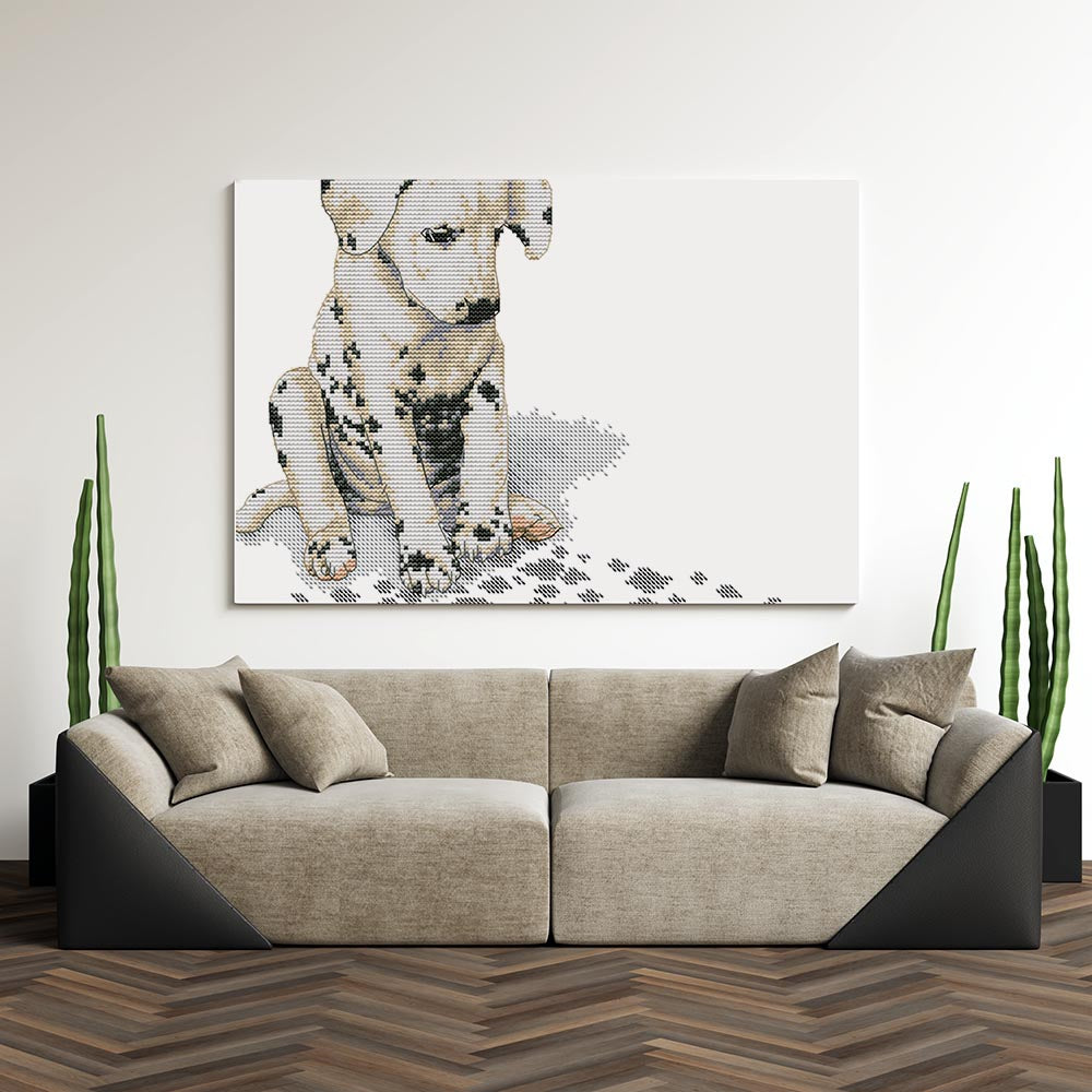 Kreuzstich - Dalmatiner alleine | 35x30 cm - Diy - Fadenkunst