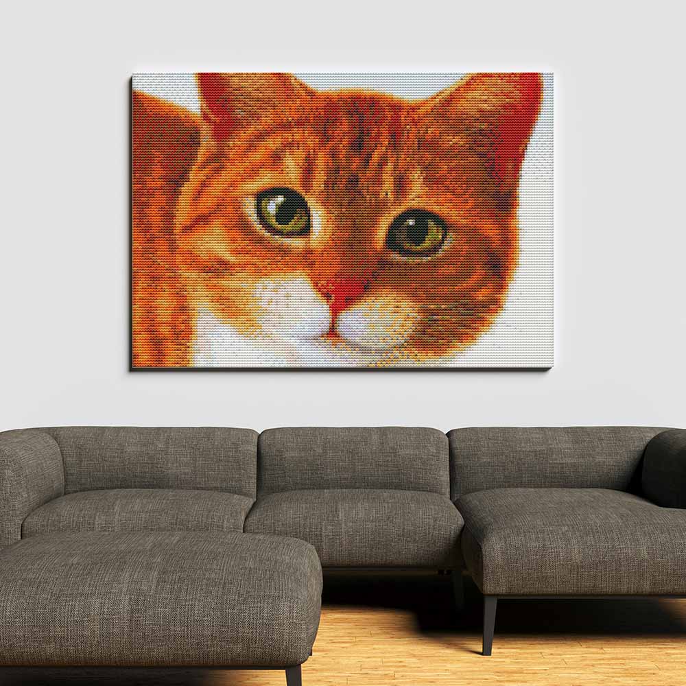 Kreuzstich - Katzenportrait | 35x35 cm - Diy - Fadenkunst