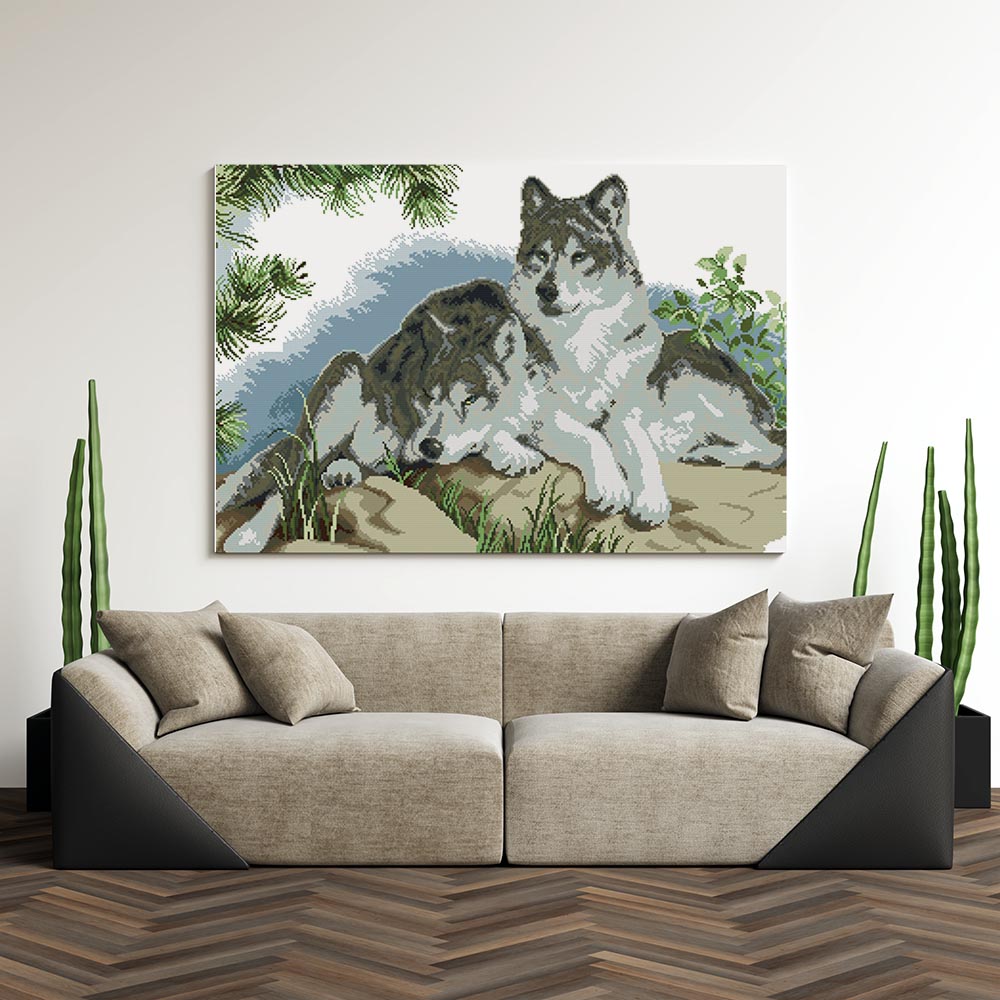 Kreuzstich - Zwei große Hunde im freien | 65x50 cm - Diy - Fadenkunst