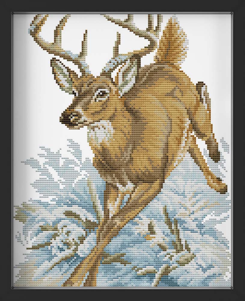 Kreuzstich - Hirsch mit Geweih  | 30x40 cm - Diy - Fadenkunst