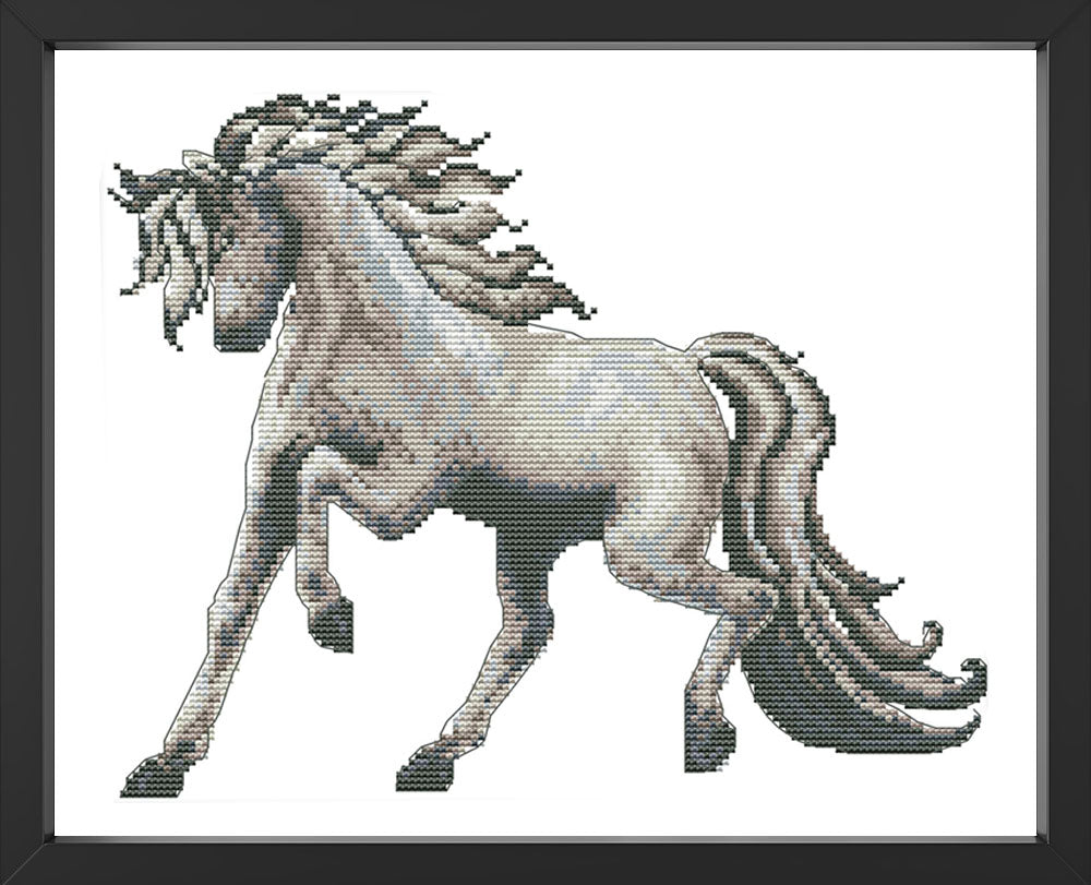 Kreuzstich - Pferd im Galopp | 35x30 cm - Diy - Fadenkunst