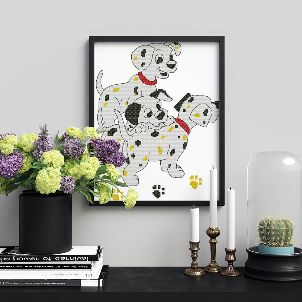 Kreuzstich - Hund Welpen Dalmatiner | 25x30 cm - Diy - Fadenkunst