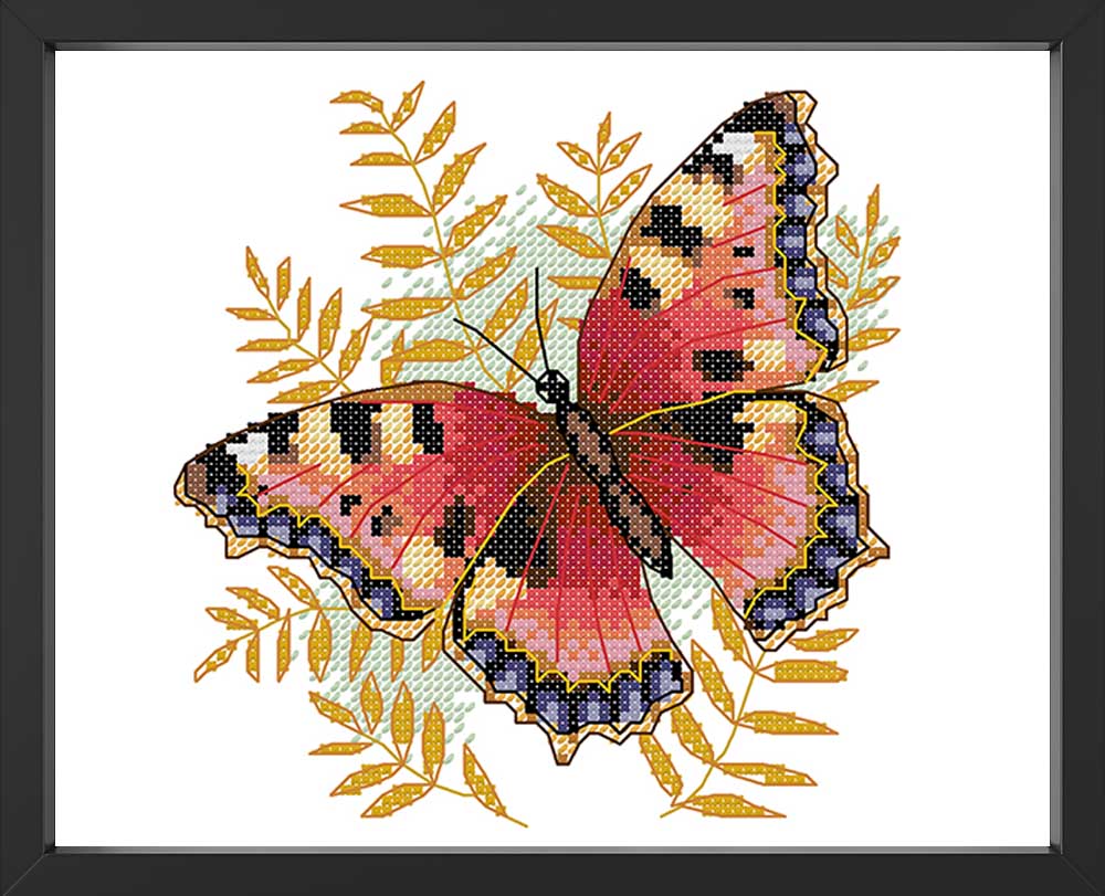 Kreuzstich - schöner Schmetterling | 20x20 cm - Diy - Fadenkunst