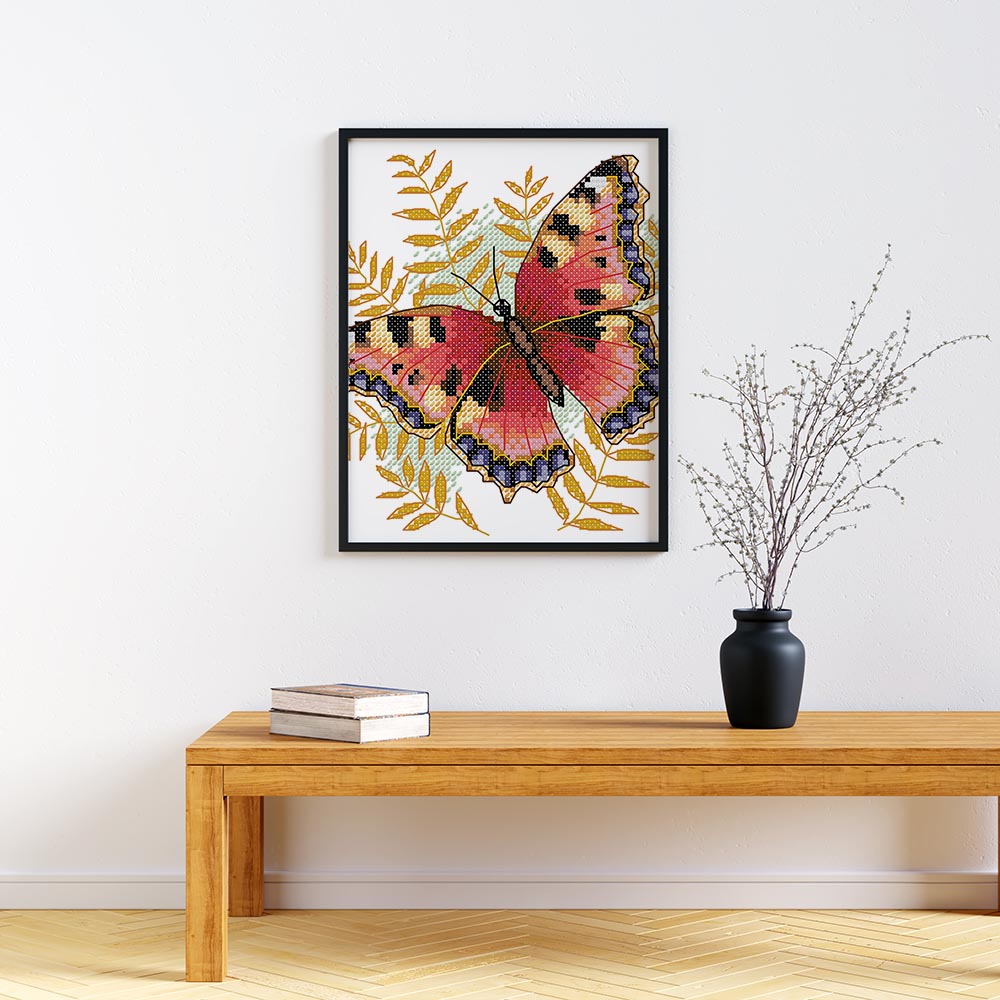 Kreuzstich - schöner Schmetterling | 20x20 cm - Diy - Fadenkunst