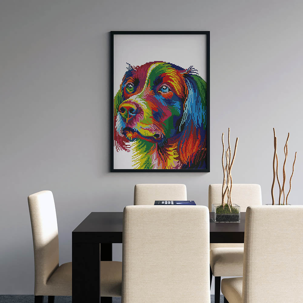 Kreuzstich - Abstrakter Hund | 35x35 cm - Diy - Fadenkunst