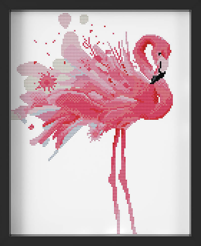 Kreuzstich - Pinker Flamingo | 34x44 cm - Diy - Fadenkunst