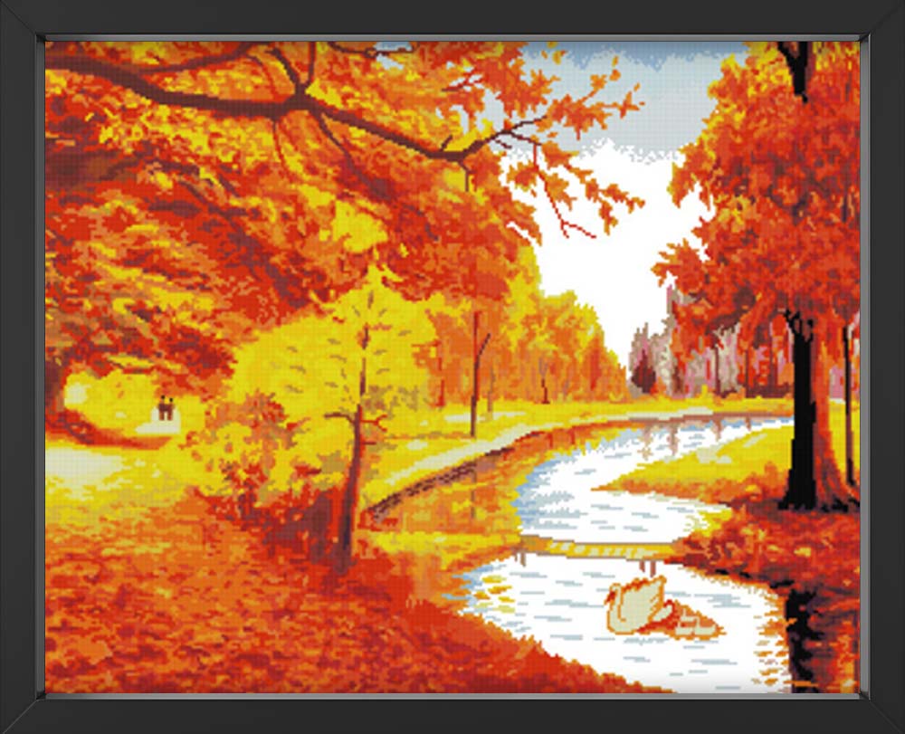 Kreuzstich - Herbst Landschaft | 95x50 cm - Diy - Fadenkunst