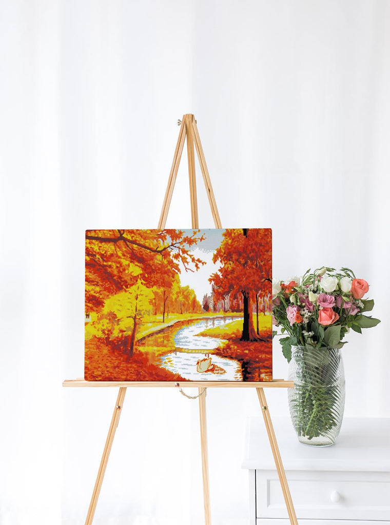 Kreuzstich - Herbst Landschaft | 95x50 cm - Diy - Fadenkunst