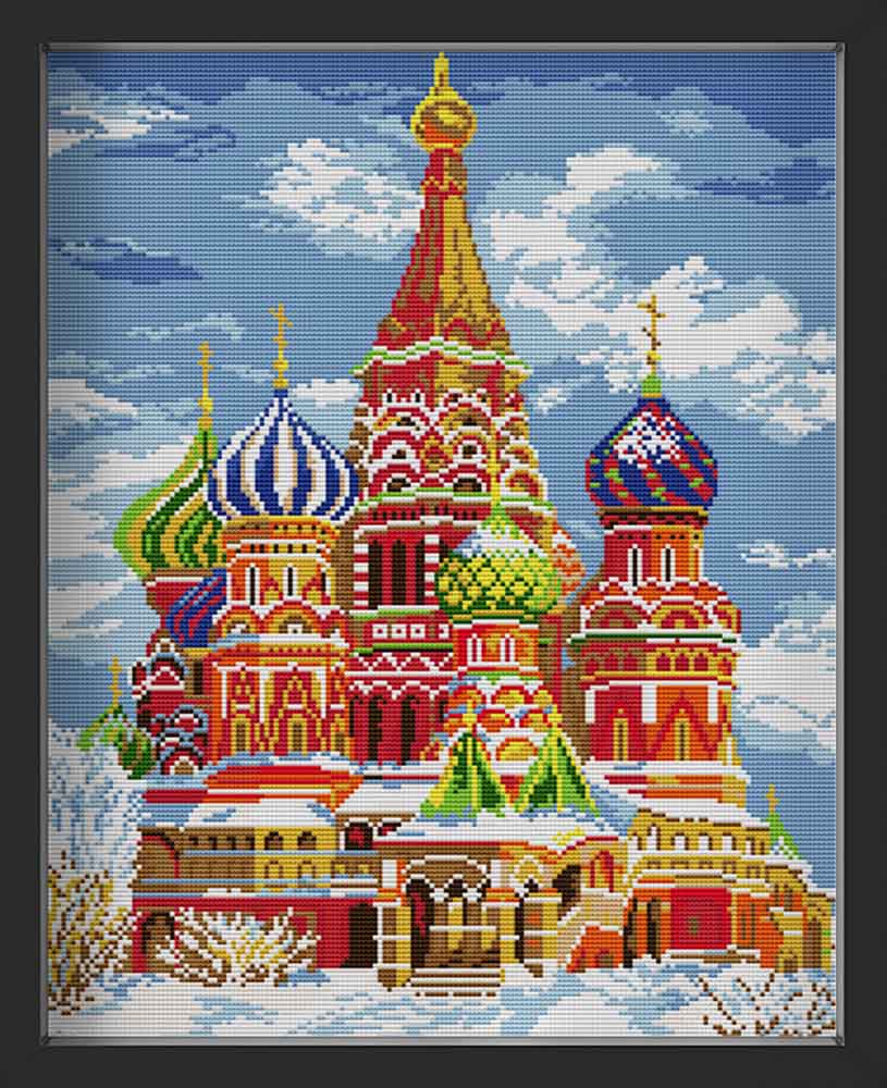 Kreuzstich - Basilius-Kathedrale in Russland Moskau | 40x50 cm - Diy - Fadenkunst