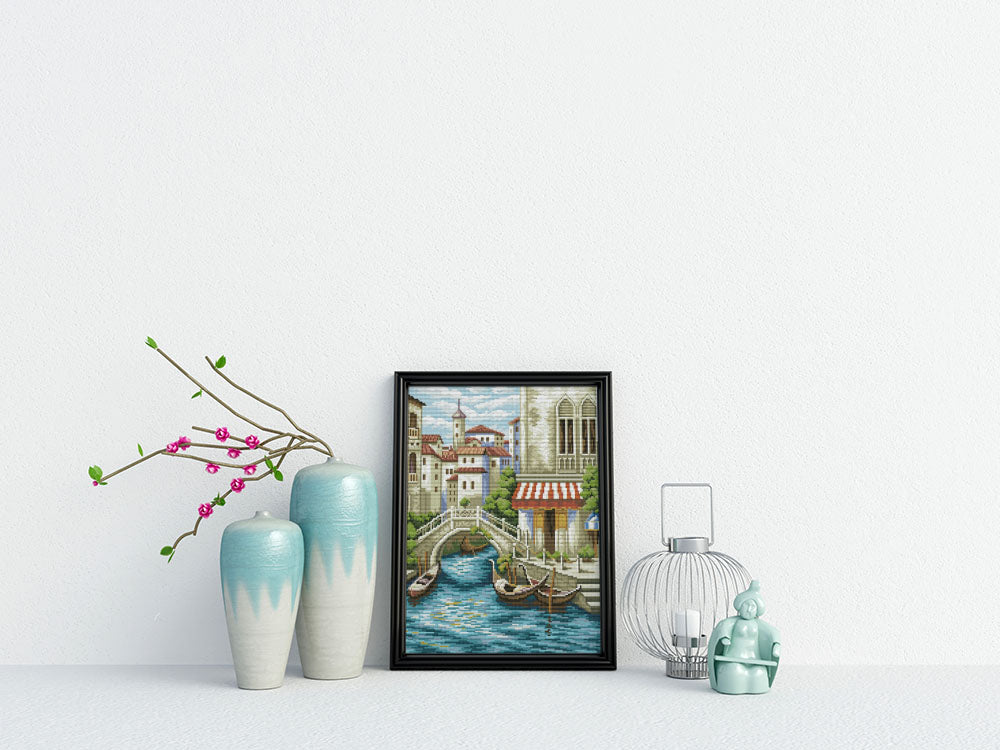 Kreuzstich - Landschaft in Venedig | 35x45 cm - Diy - Fadenkunst