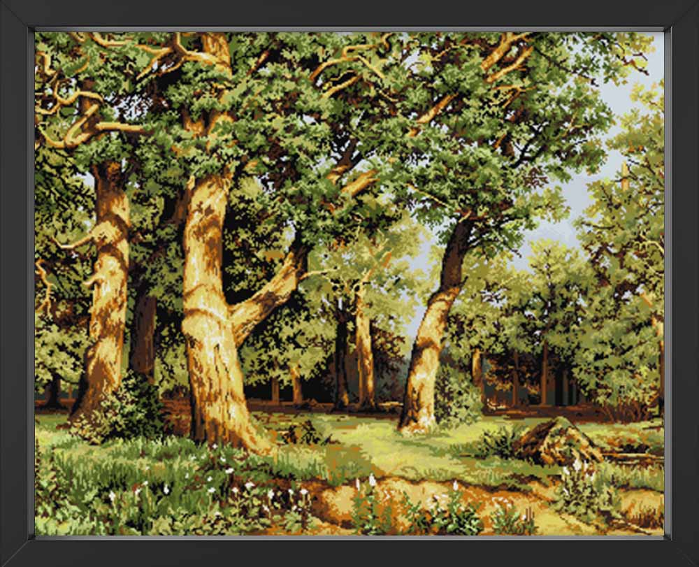 Kreuzstich - Wald Landschaft | 100x60 cm - Diy - Fadenkunst