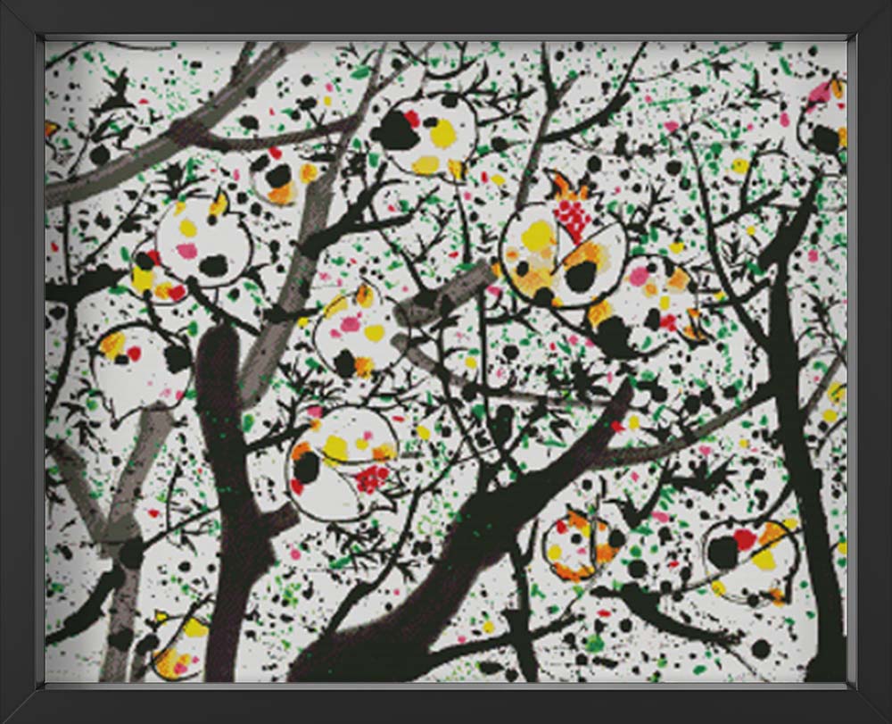Kreuzstich - abstrakte Baum Landschaft | 115x60 cm - Diy - Fadenkunst