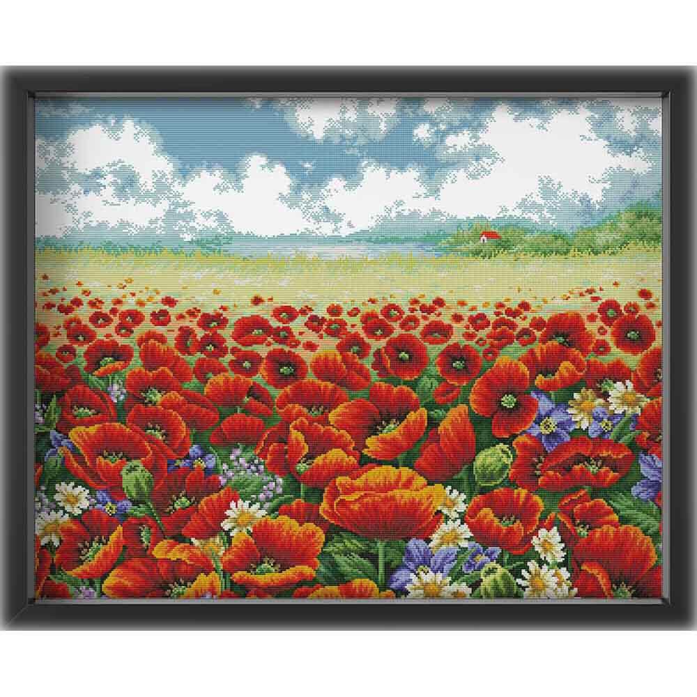 Kreuzstich - Blumenwiese | 108x58 cm - Diy - Fadenkunst