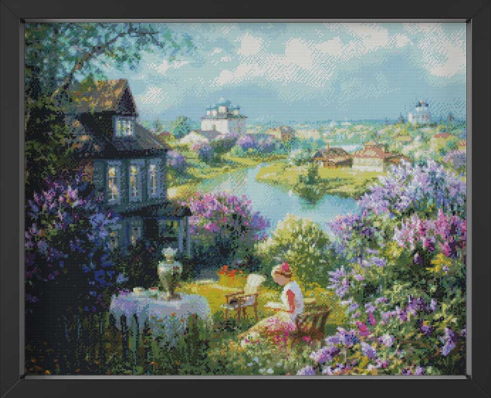 Kreuzstich -  schöne Sommerlandschaft | 70x50 - Diy - Fadenkunst