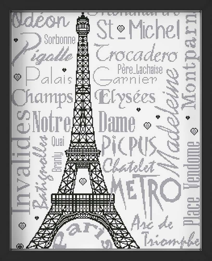 Kreuzstich - Paris | 50x70 cm - Diy - Fadenkunst