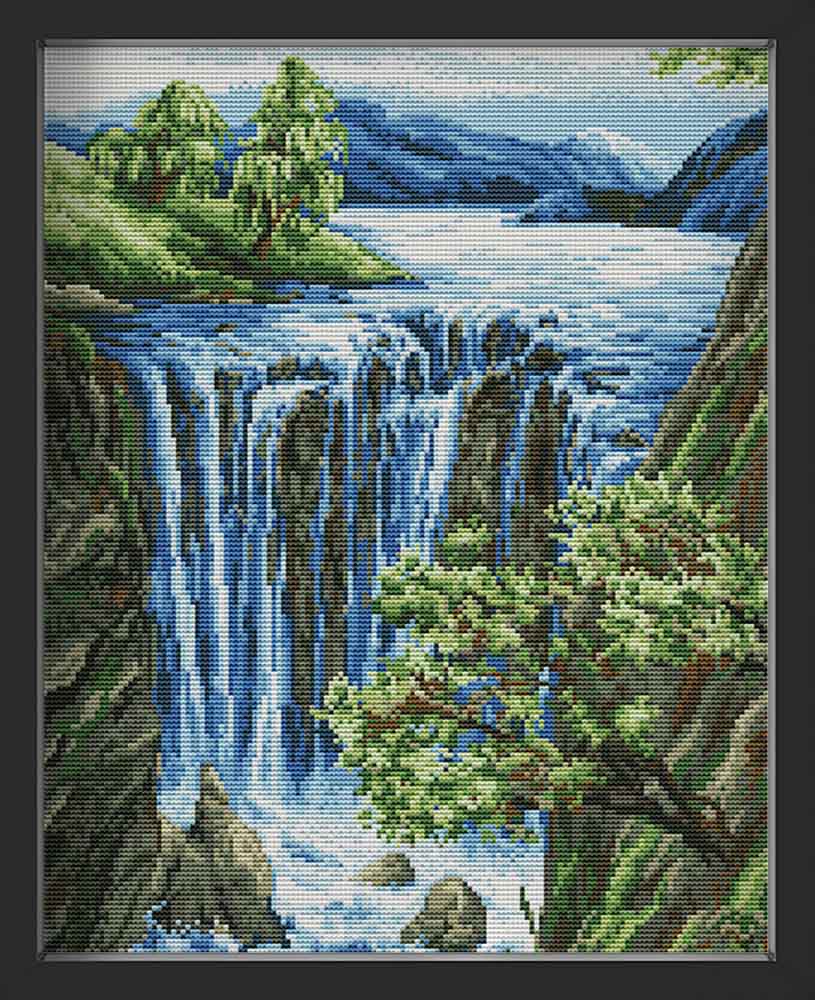 Kreuzstich - toller Wasserfall | 30x50 cm - Diy - Fadenkunst