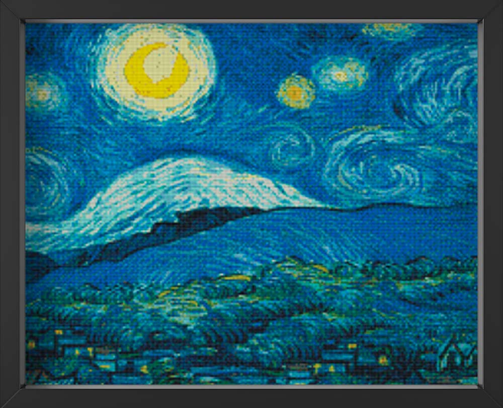 Kreuzstich -  Abstrakte blaue Landschaft | 110x50 - Diy - Fadenkunst