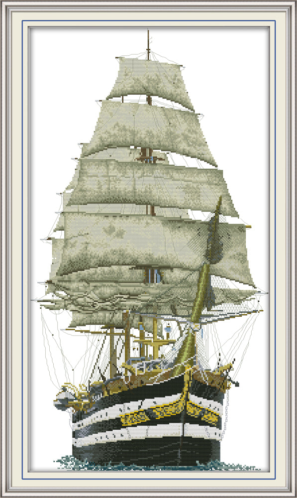Kreuzstich - Segelschiff  | 18x33cm