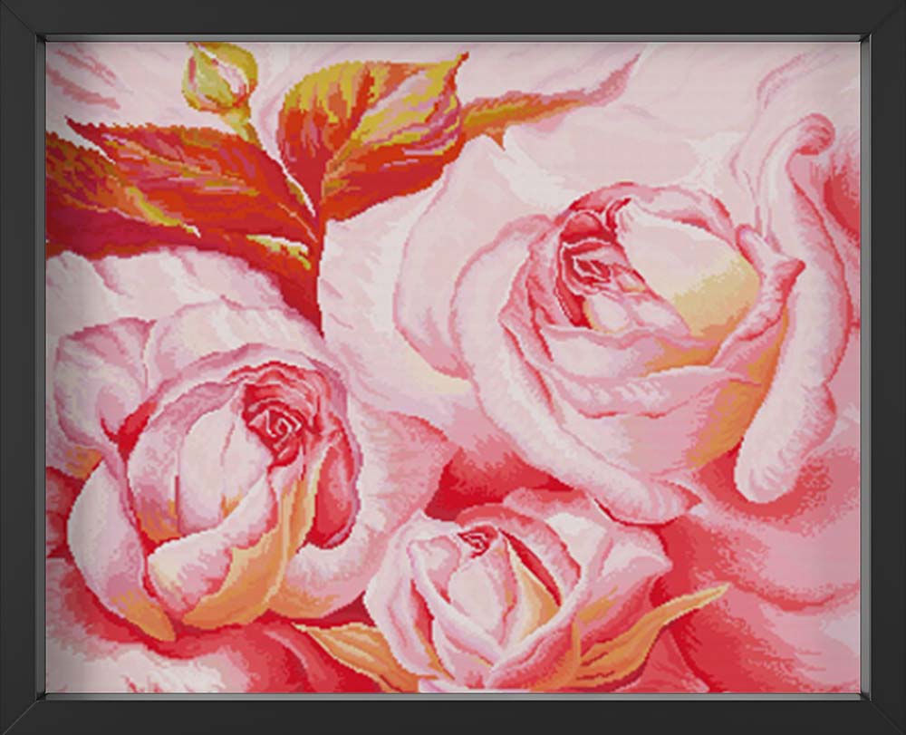 Kreuzstich -  rosa Rosen | 120x60 - Diy - Fadenkunst