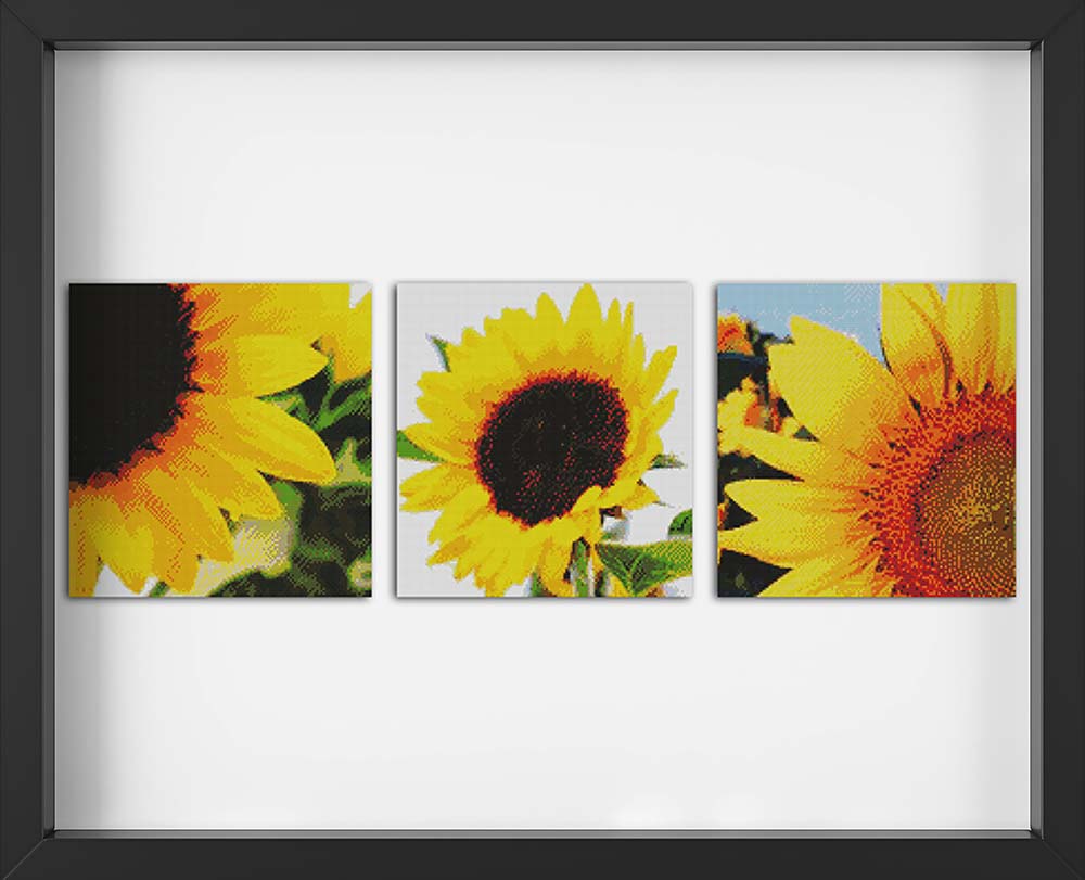Kreuzstich -  drei Sonnenblumen | 50x40 - Diy - Fadenkunst