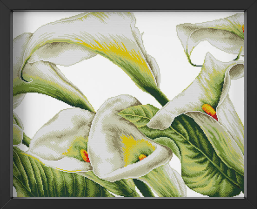 Kreuzstich - wunderschöne Blume Calla | 40x30 cm - Diy - Fadenkunst