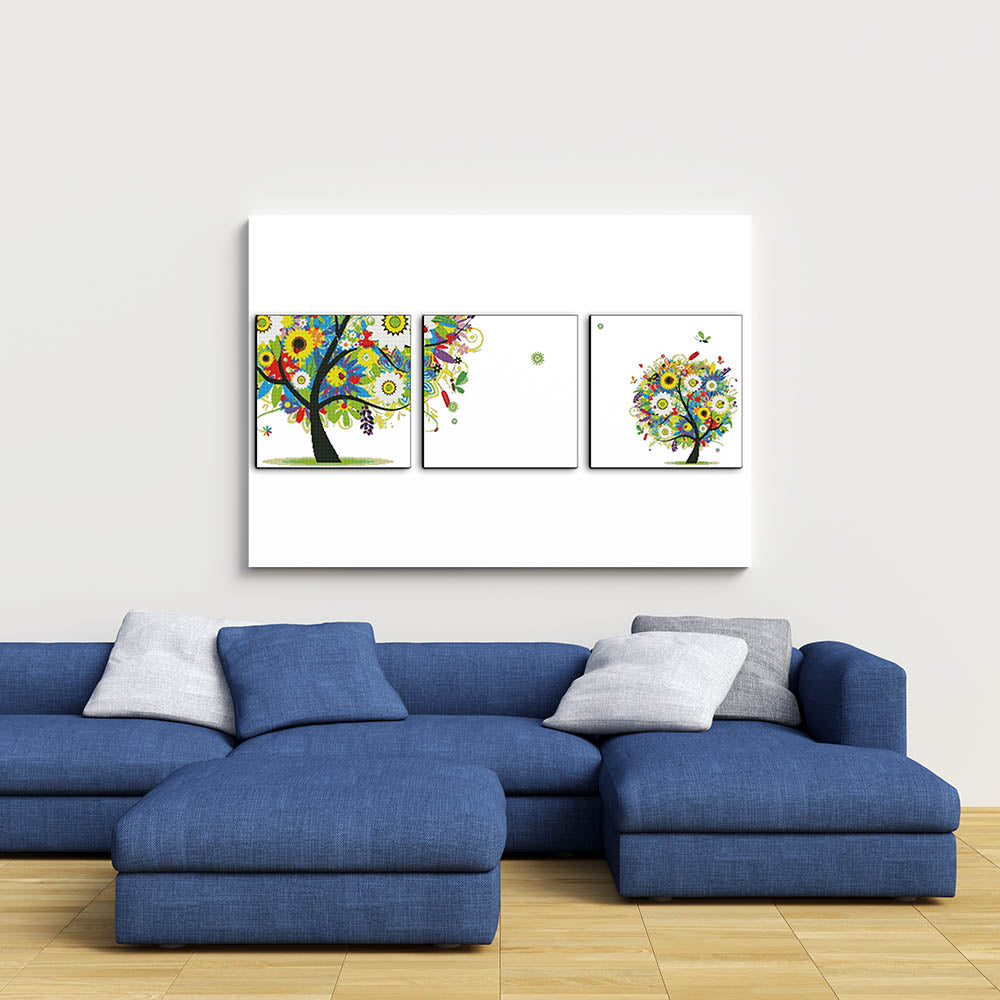 Kreuzstich -  Abstrakter Baum 3 teilig | 125x40 cm - Diy - Fadenkunst