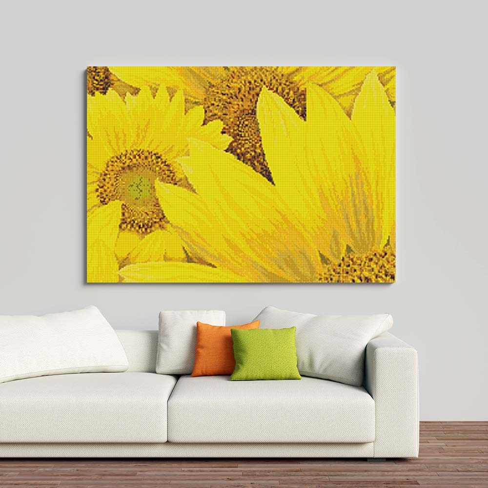 Kreuzstich -  schöne Sonnenblumen | 90x40 cm - Diy - Fadenkunst
