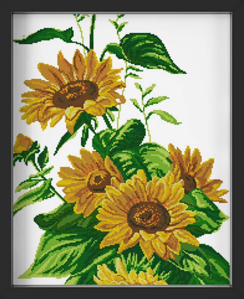 Kreuzstich - schöne Sonnenblumen | 40x70 cm - Diy - Fadenkunst
