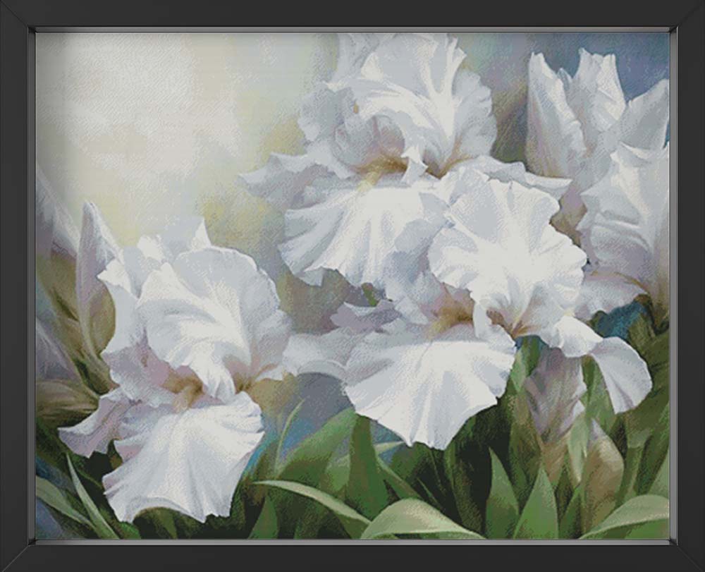 Kreuzstich -  weiße Iris | 110x80 cm - Diy - Fadenkunst