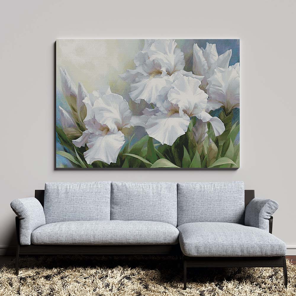 Kreuzstich -  weiße Iris | 110x80 cm - Diy - Fadenkunst