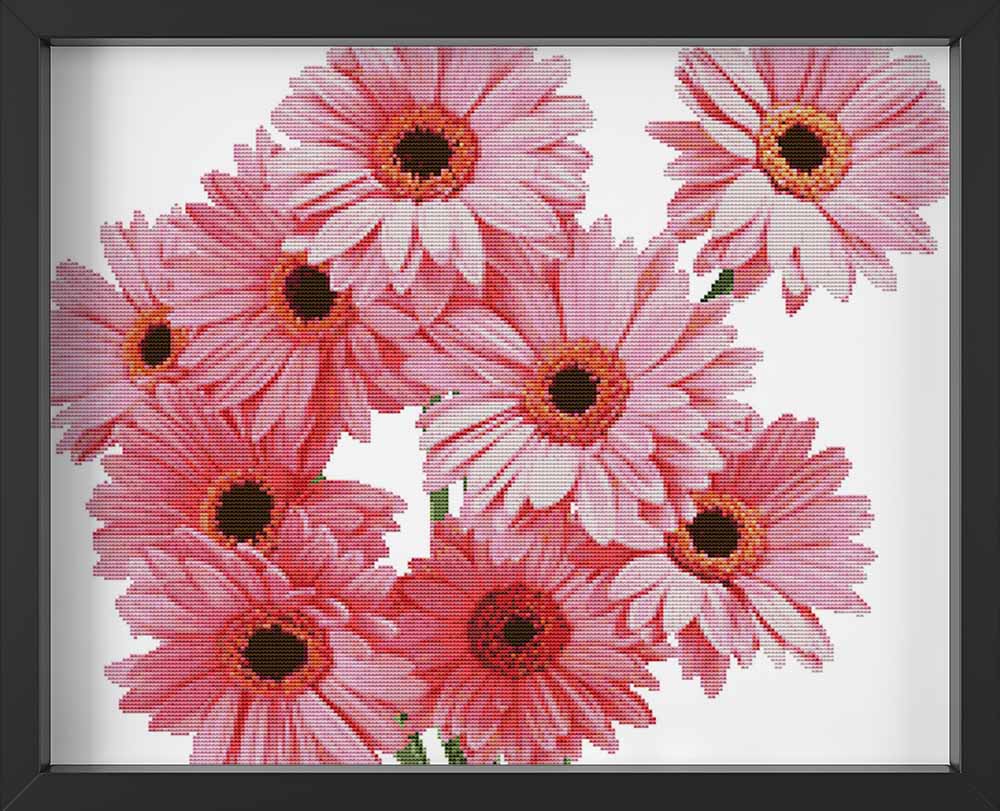 Kreuzstich - Rosane Gerbera | 50x50 cm - Diy - Fadenkunst