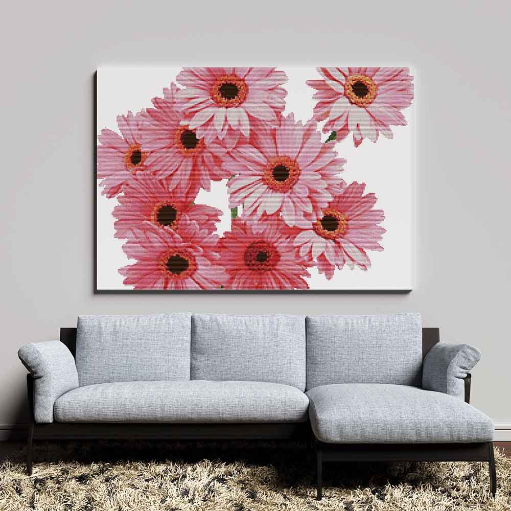 Kreuzstich - Rosane Gerbera | 50x50 cm - Diy - Fadenkunst