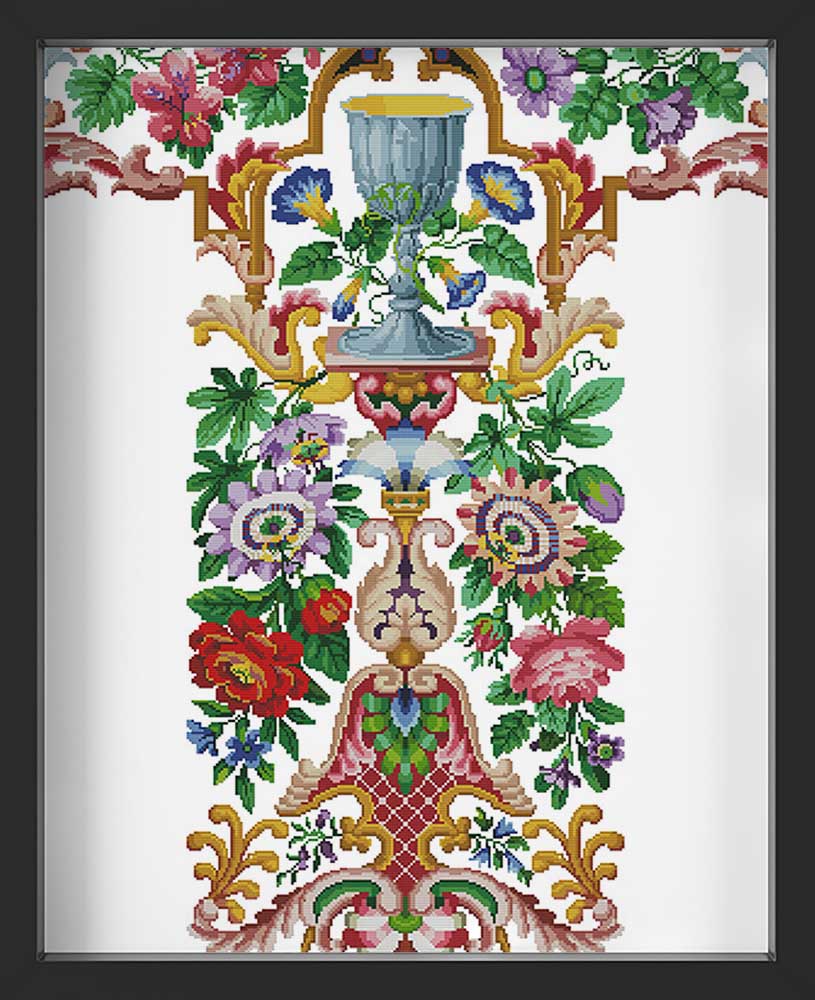Kreuzstich - bunte abstrakte Blumen | 60x80 cm - Diy - Fadenkunst