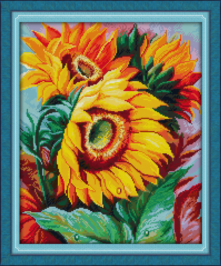 Kreuzstich | Sonnenblumen Kunst - 17 x 20 cm