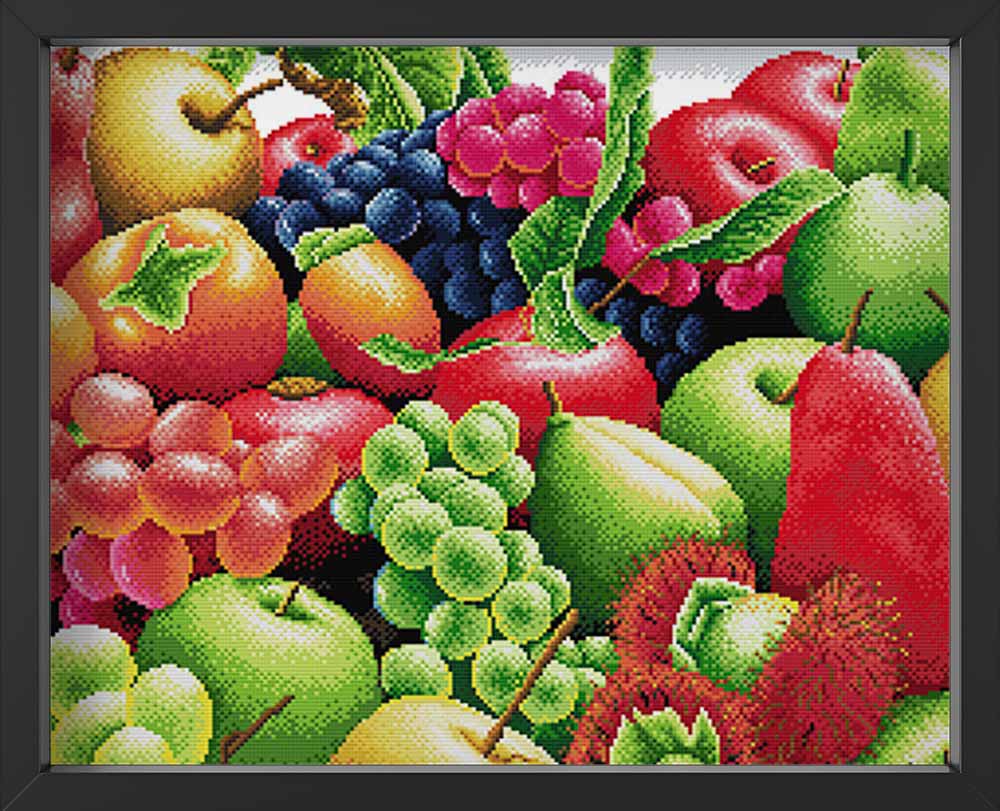 Kreuzstich -  verschiedenes Obst | 60x40 cm - Diy - Fadenkunst