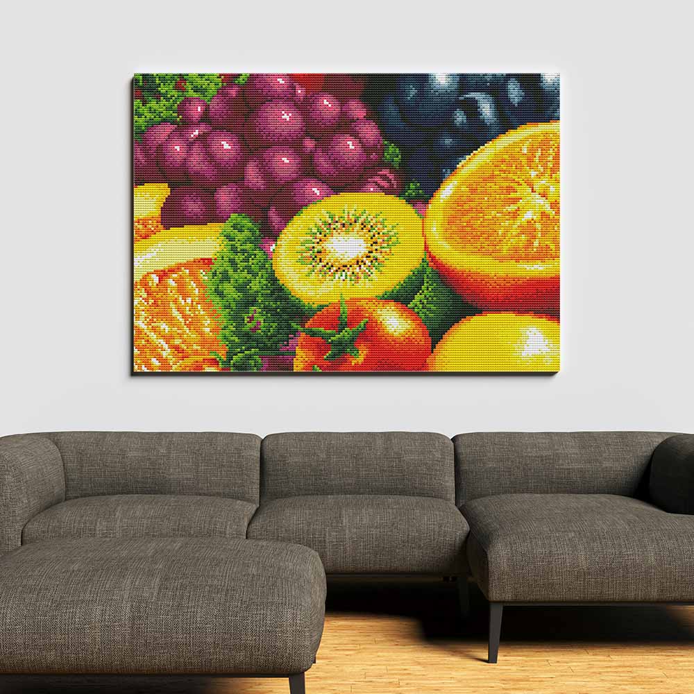 Kreuzstich -  gesundes Obst | 50x40 cm - Diy - Fadenkunst