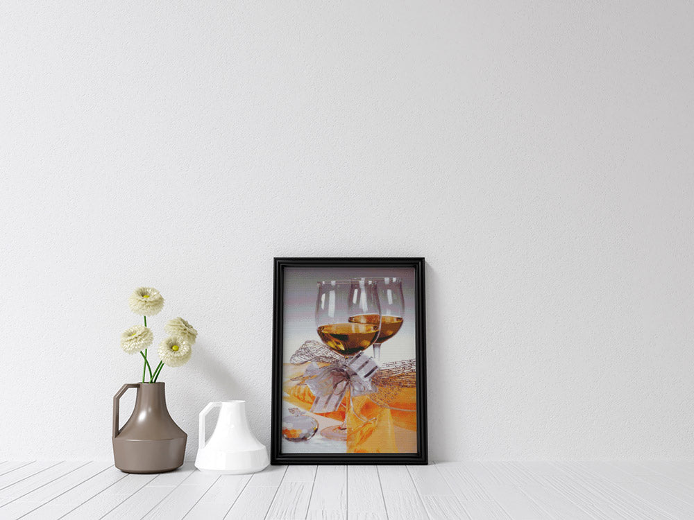 Kreuzstich - Gemütlicher Wein | 60x70 cm - Diy - Fadenkunst