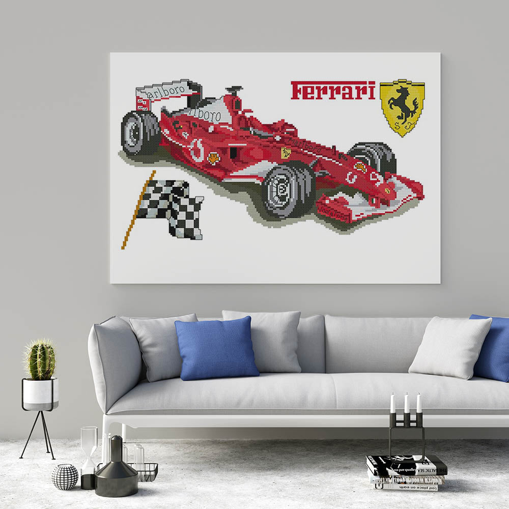 Kreuzstich - Ferrari | 45x30 cm - Diy - Fadenkunst