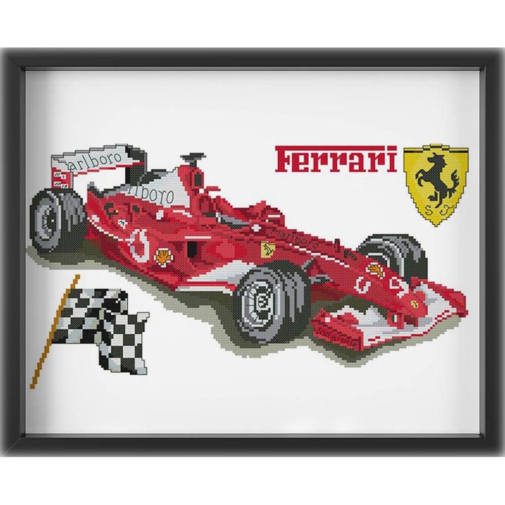 Kreuzstich - Ferrari | 45x30 cm - Diy - Fadenkunst