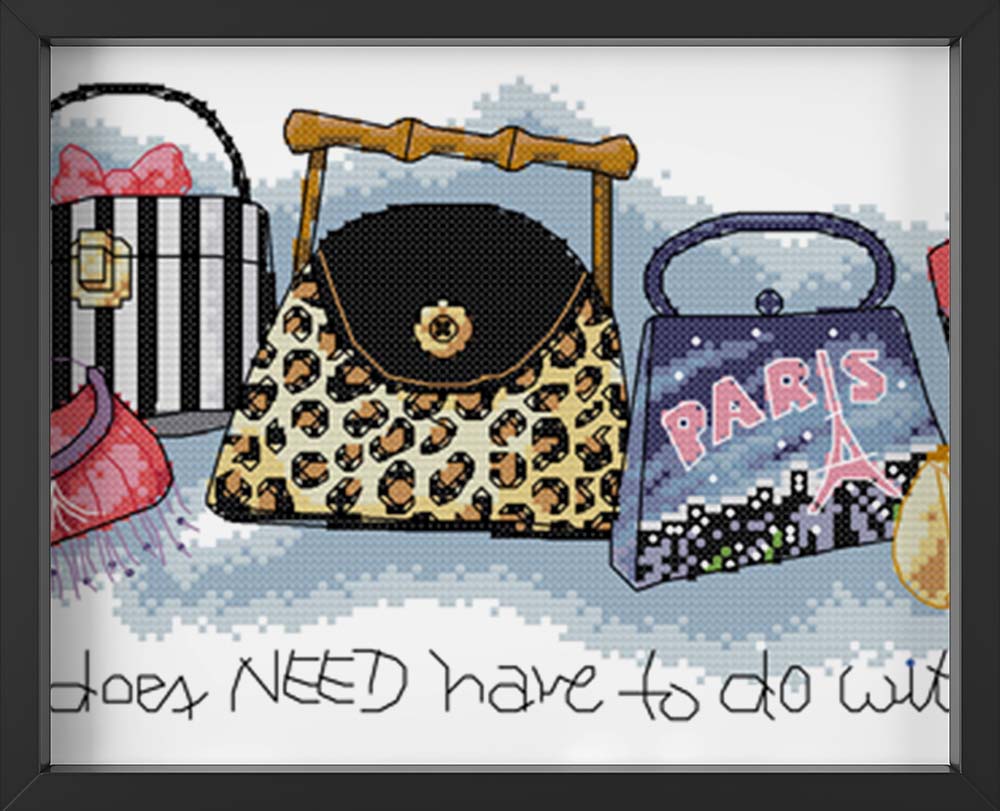 Kreuzstich -  Fashion Handtasche | 50x20 cm - Diy - Fadenkunst