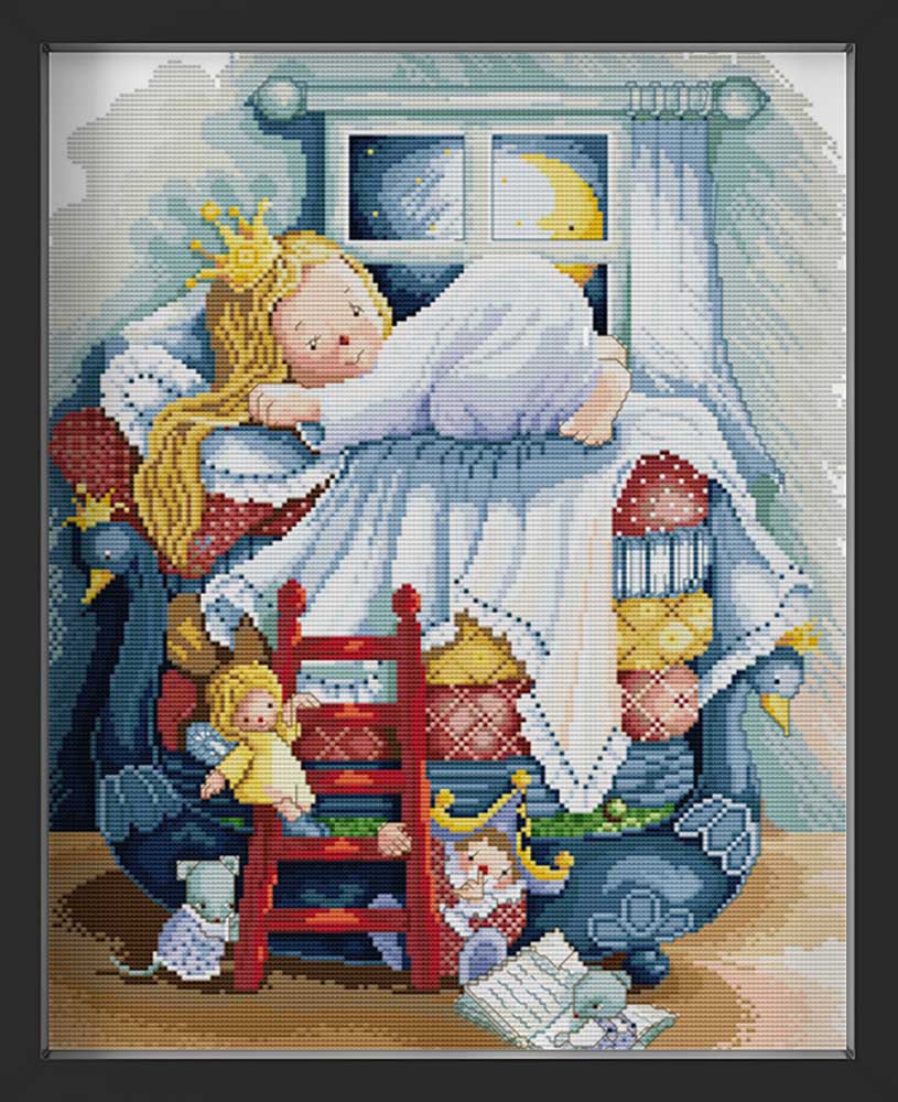 Kreuzstich - Prinzessin auf der Erbse | 40x50 cm - Diy - Fadenkunst