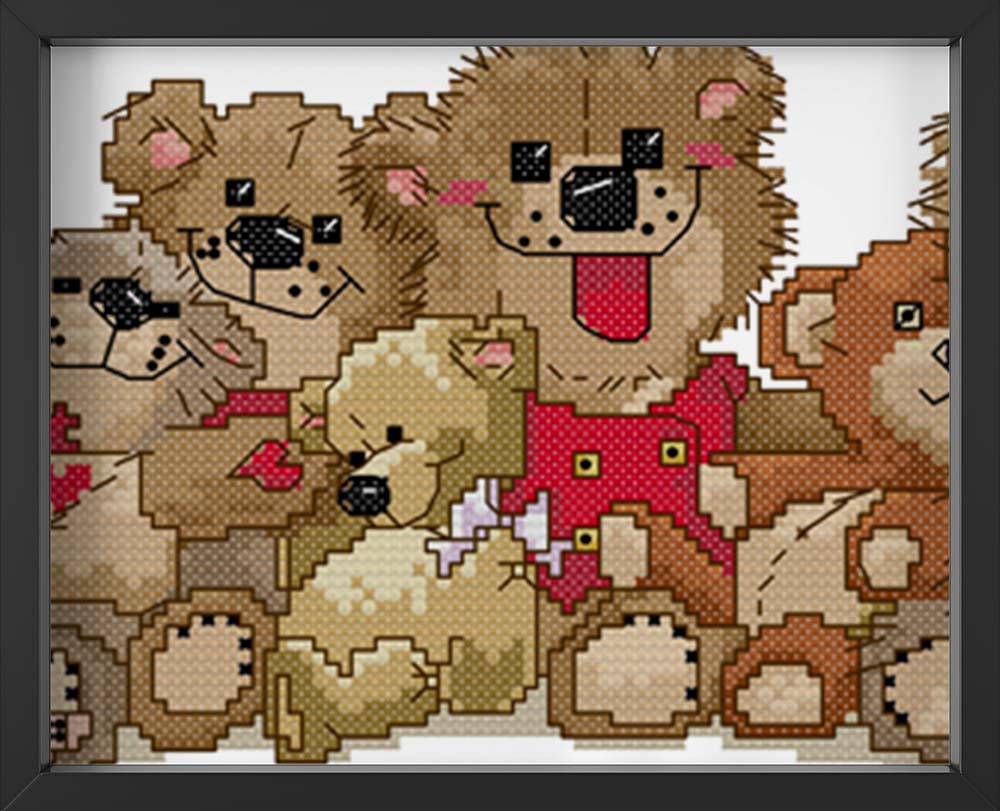 Kreuzstich - Teddy Familie | 40x15 - Diy - Fadenkunst