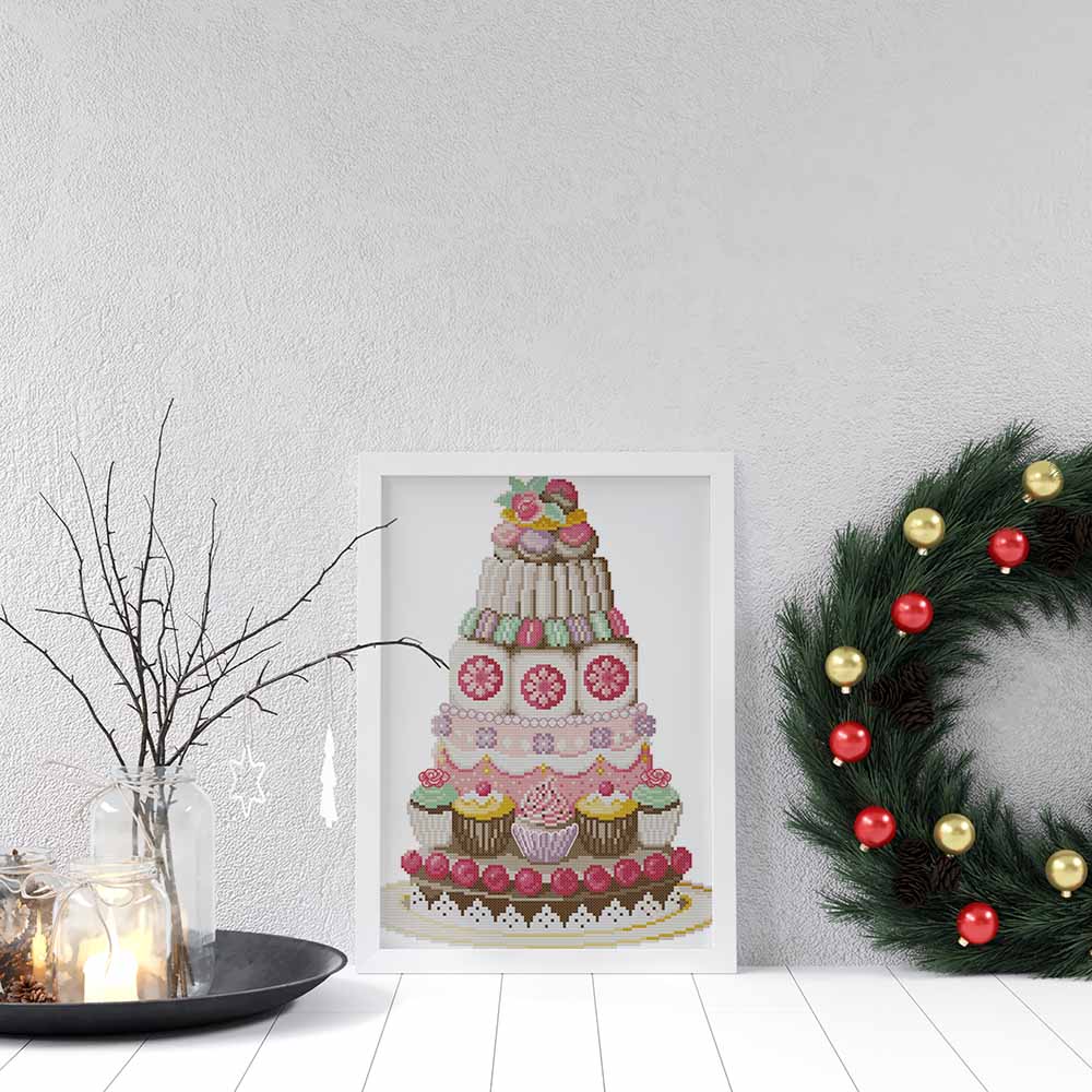 Kreuzstich - bunte Muffins und Kuchen | 30x30 cm - Diy - Fadenkunst