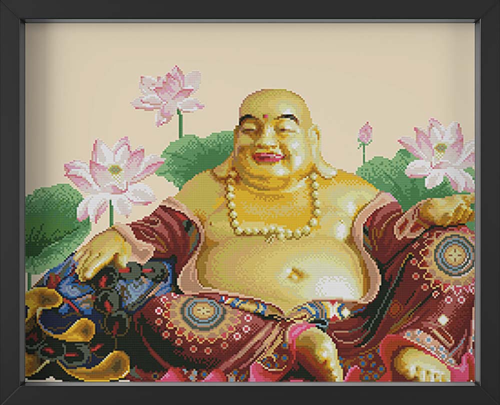 Kreuzstich - Buddha mit Blumen | 110x60 - Diy - Fadenkunst