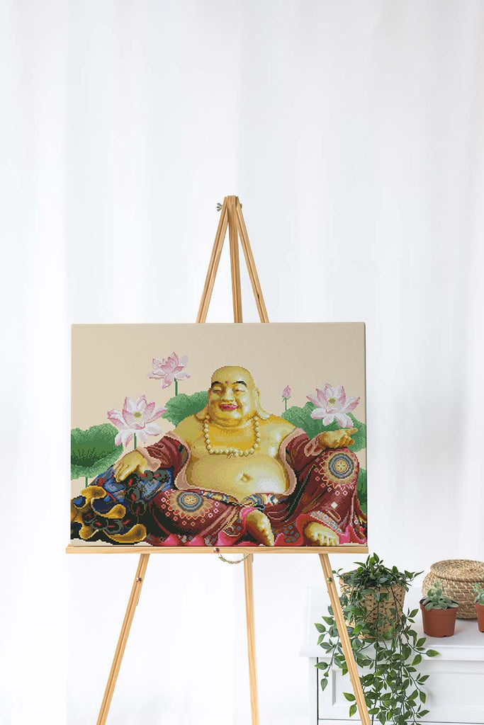 Kreuzstich - Buddha mit Blumen | 110x60 - Diy - Fadenkunst