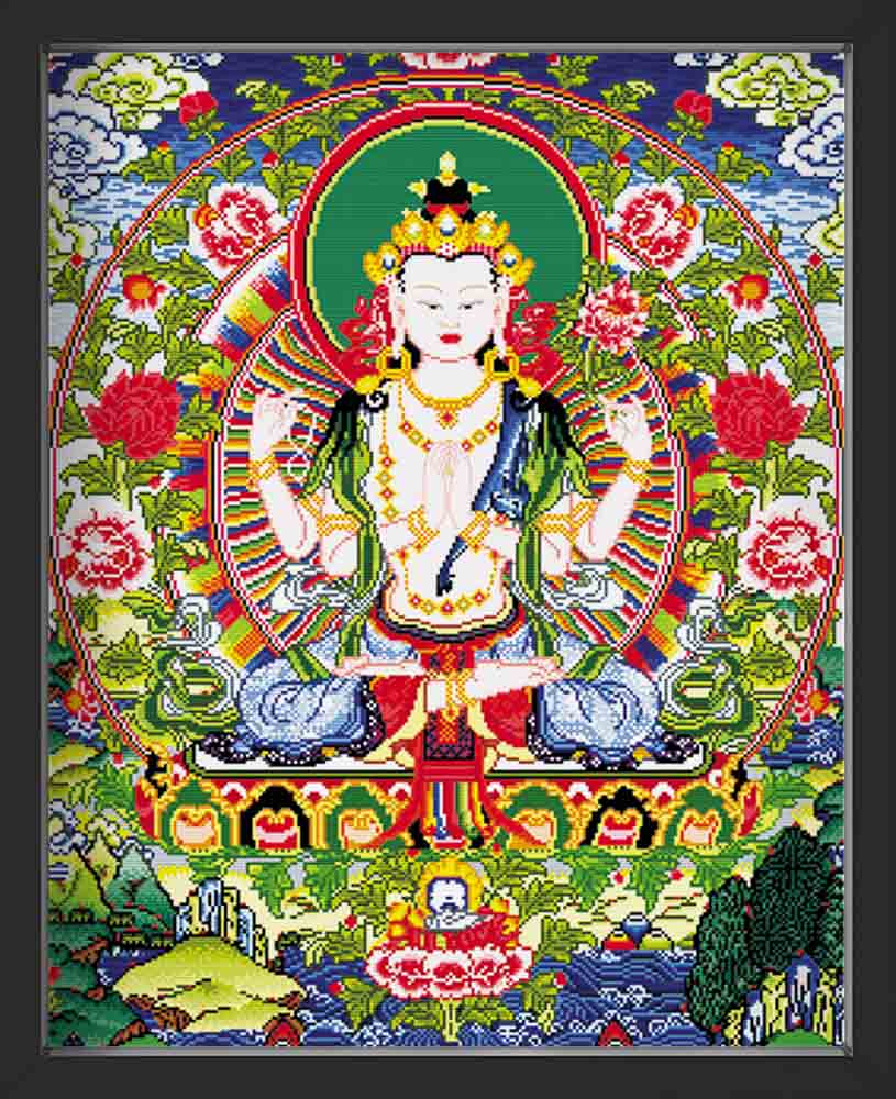 Kreuzstich -  bunter Buddha | 50x70 cm - Diy - Fadenkunst