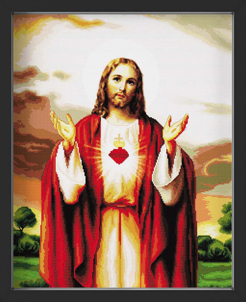 Kreuzstich -  Jesus im Gewand | 50x60 cm - Diy - Fadenkunst