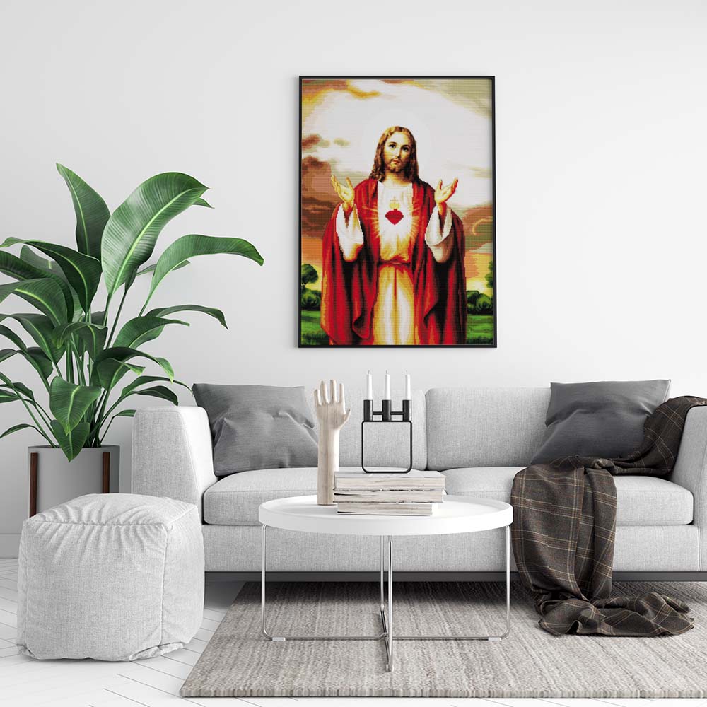 Kreuzstich -  Jesus im Gewand | 50x60 cm - Diy - Fadenkunst