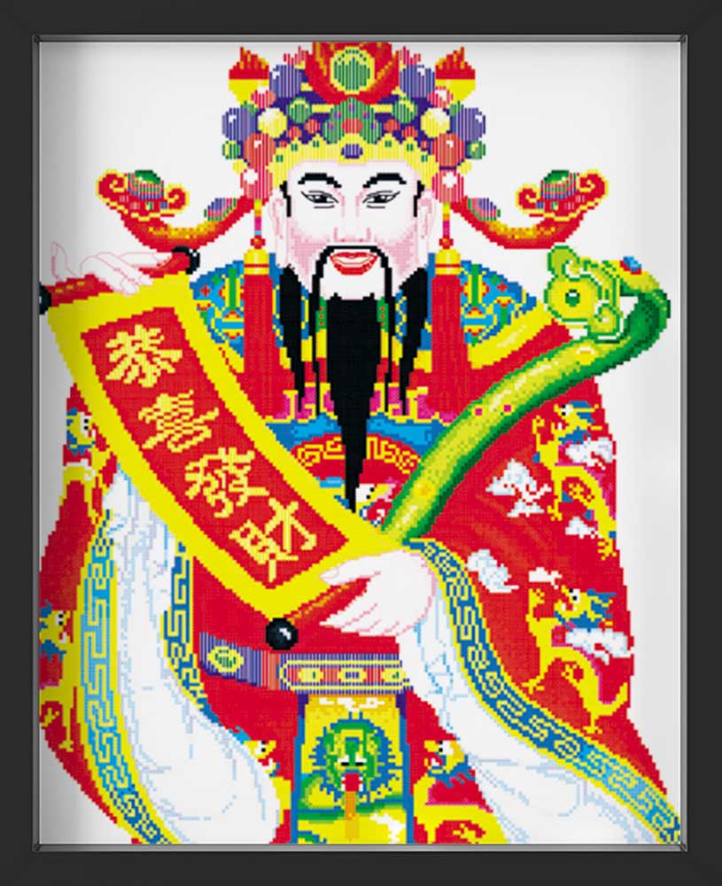 Kreuzstich -  Religiöse chinesische Figur | 40x60 cm - Diy - Fadenkunst