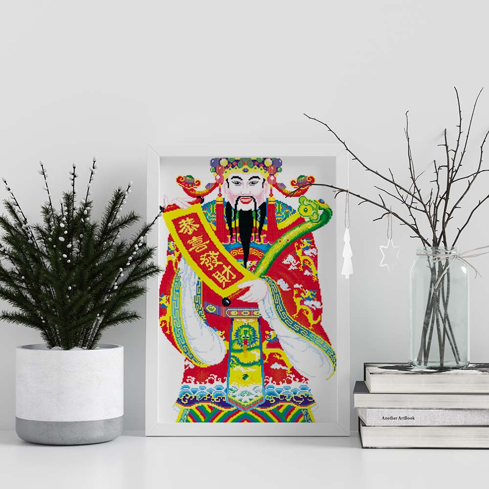 Kreuzstich -  Religiöse chinesische Figur | 40x60 cm - Diy - Fadenkunst
